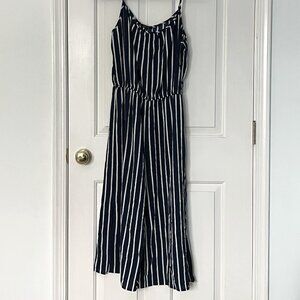 NWT Ambiance Navy white striped jumper with adjustable straps size SMALL